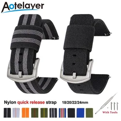 18mm 20mm 22mm 24mm Quick Release Nylon Strap For Huawei GT2/Samsung S2 S3 Top Quality Smart Watch Bands Watch Accessories +Tool