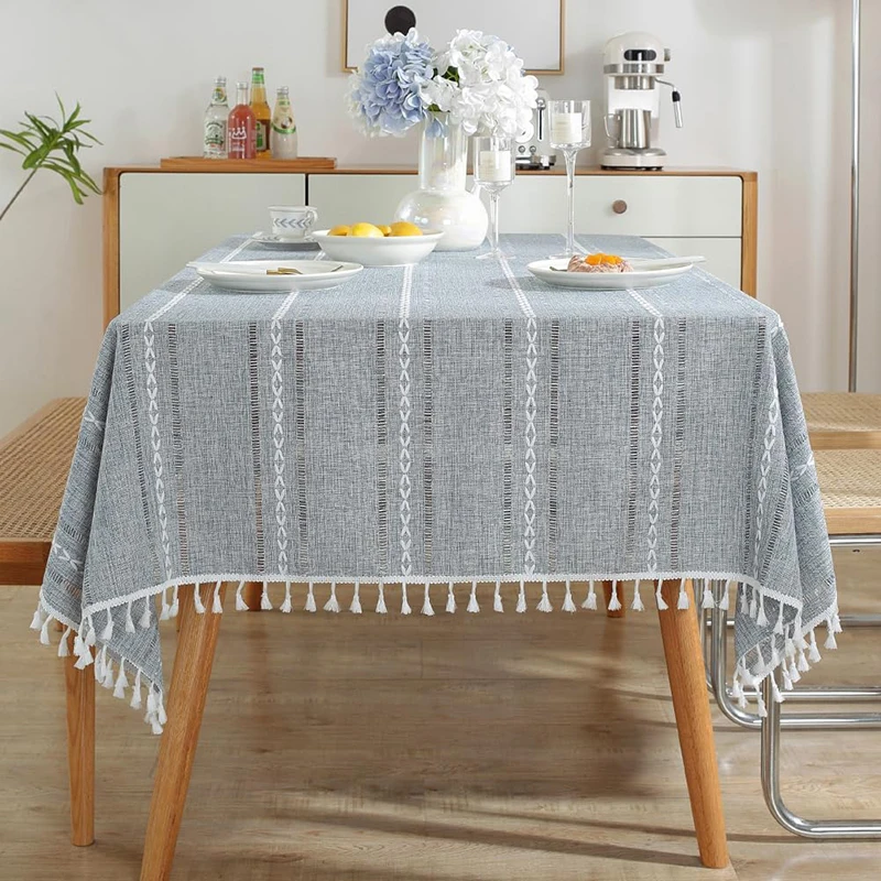 

Rectangle Tablecloth Burlap Farmhouse Tables Cover Rustic Wrinkle Resistant Washable Kitchen Dining Room Table Cloths Decoration