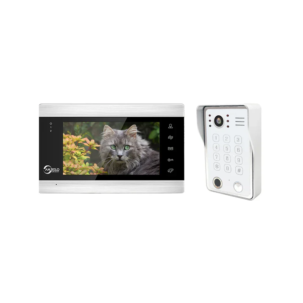 7 inch Touch Button screen Video Door Phone Rfid Card Access Control System Doorbell with Fingerprint and password unlock