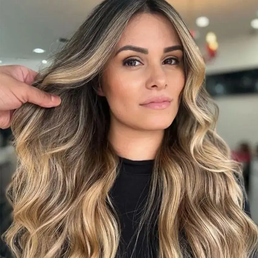 

Волнистый синтетический парик для женщин: светлый, коричневый, темно-русый, с темными корнями, 13*4 HD кружевной топ, термостойкое волокно, реалистичный вид