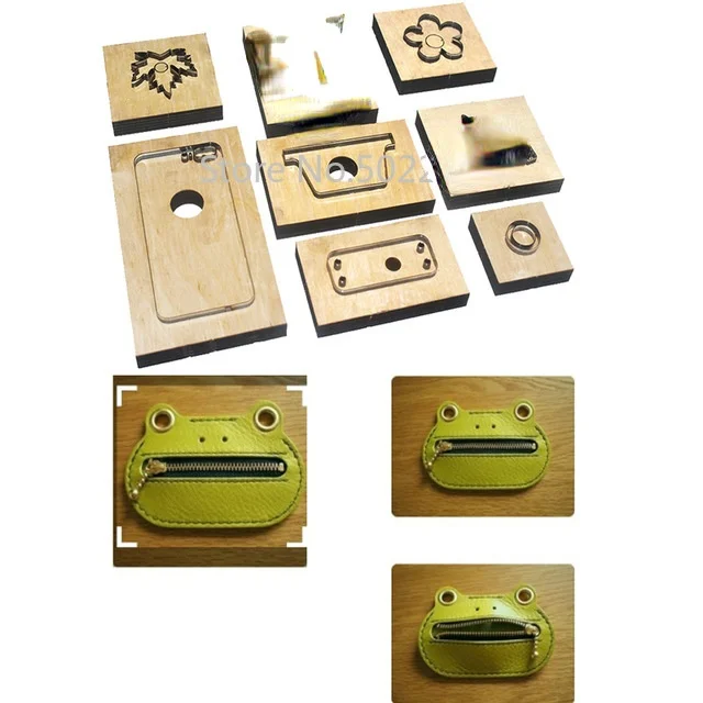 New 2pcs/set Japan Steel Blade Wooden Die Cutter DIY Cute Leather Zipper Frog Card Holder Coin Bag Hand Punch Tool Knife Mould