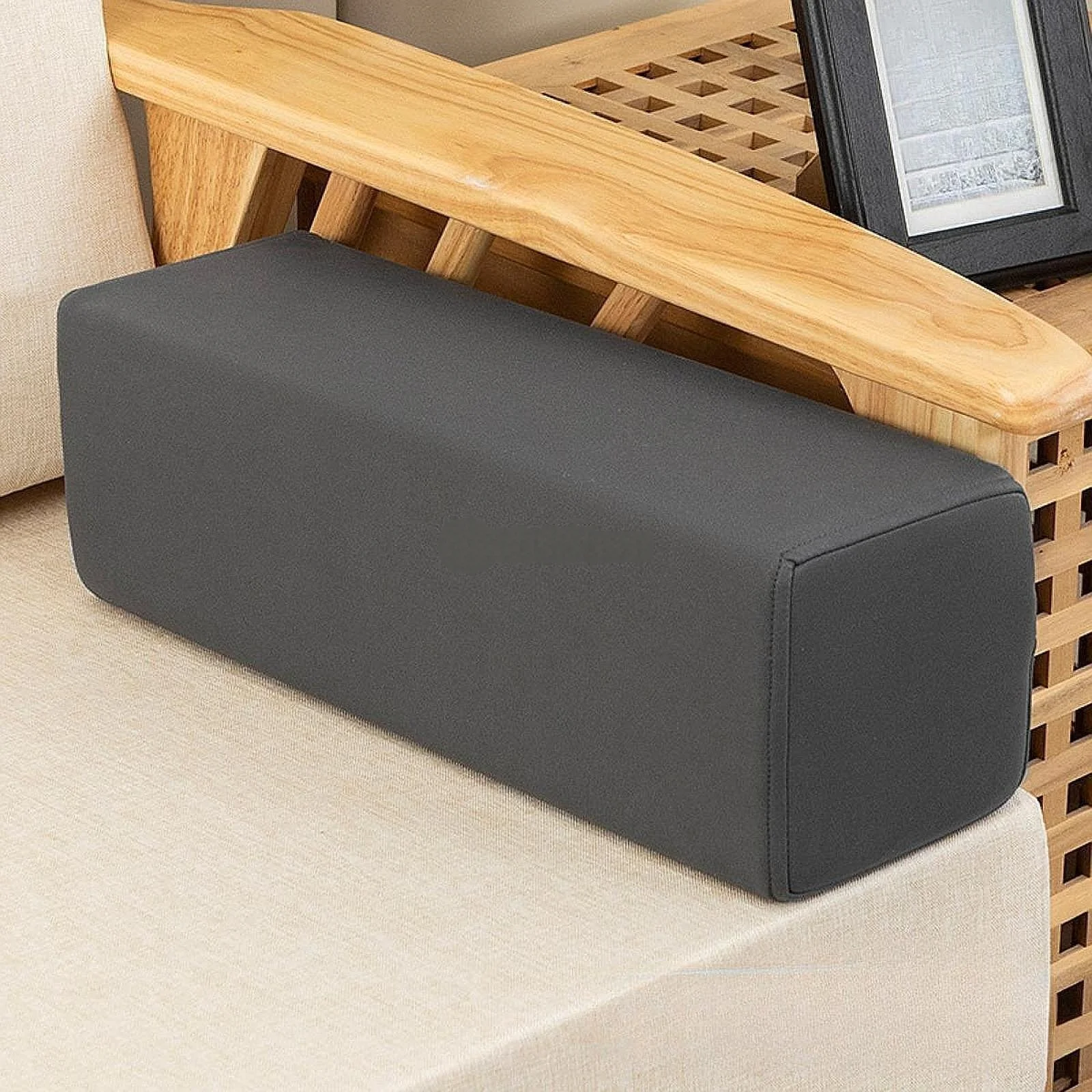Removable Washable Arm Rest Pillow Rectangular High Density Foam Pad for Sofa Bed Car