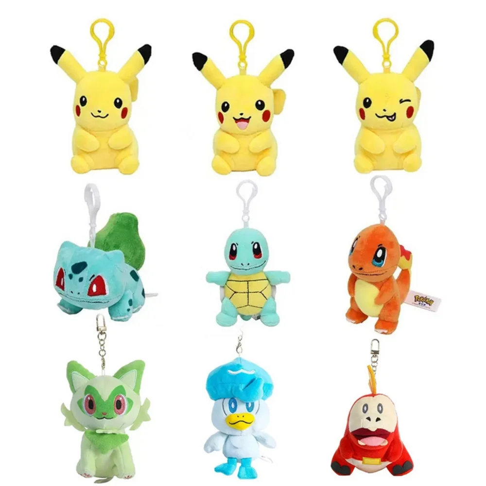 12cm Genuine Pokemon Plush Keychains Pikachu Bulbasaur Seed Squirtle Samll Pendant Christmas Birthday Christmas Gifts