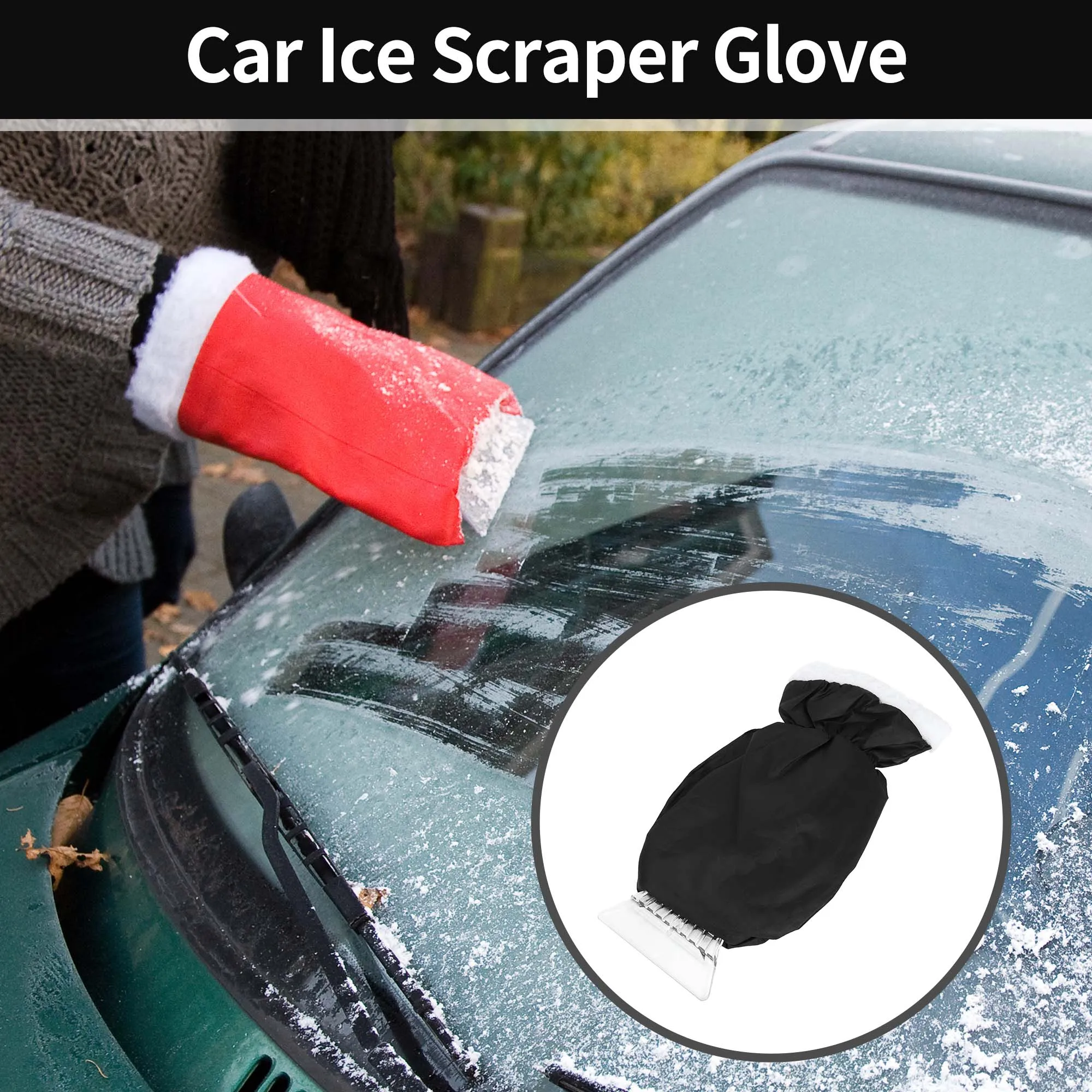 

UXCELL 32x16cm Universal Car Ice Scraper Glove Insulated Warm Mitt Glove W/ Snow Frost Remover for Car Truck Windscreen Portable