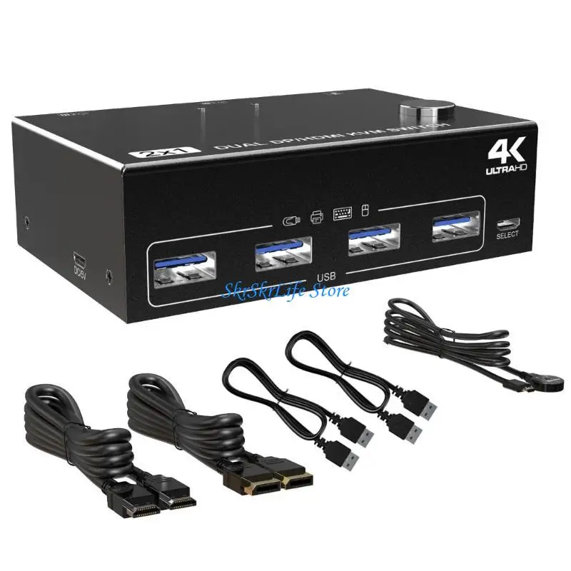 

E65E Metal USB3.0 Интерфейсы высокой четкости KVM Switcher 202DH3 Бесплатные клавиатуры, мышь, акции высоких характеристик