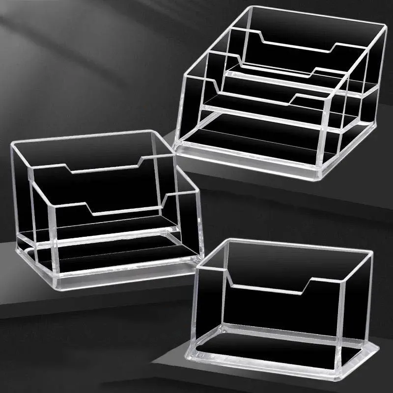 1pcs Clear Desk Shelf Box Storage Display Stand Acrylic Plastic Transparent Desktop Bussiness Card Holder Place Card Holder