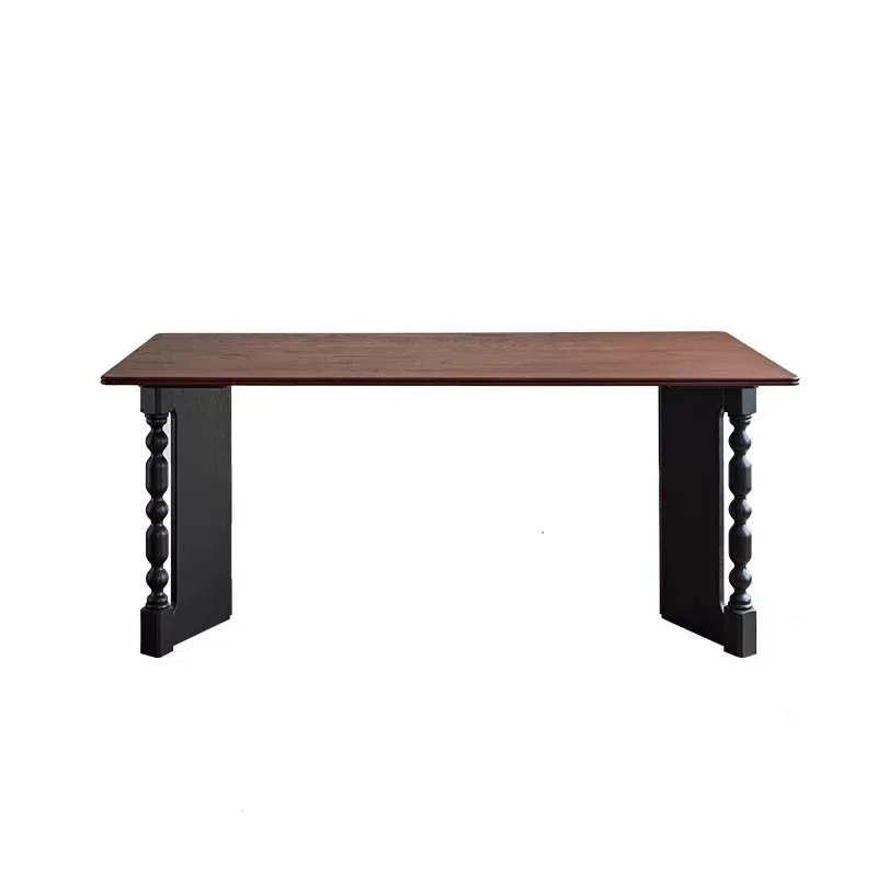 

Retro solid wood rectangular dining table Home medieval square table Dining table Conference desk Restaurant