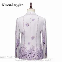 G&N 2026 New Series Men Suits Blazer Beautiful Lilac Purple Floral Pattern Tuxedos 3 Pieces Formal Party Costume Homme Slim Fit 3