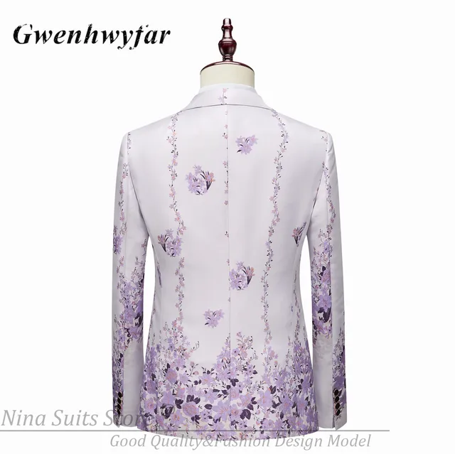 G&N 2026 New Series Men Suits Blazer Beautiful Lilac Purple Floral Pattern Tuxedos 3 Pieces Formal Party Costume Homme Slim Fit 3 G&N 2026 New Series Men Suits Blazer Beautiful Lilac Purple Floral Pattern Tuxedos 3 Pieces Formal Party Costume Homme Slim Fit 3