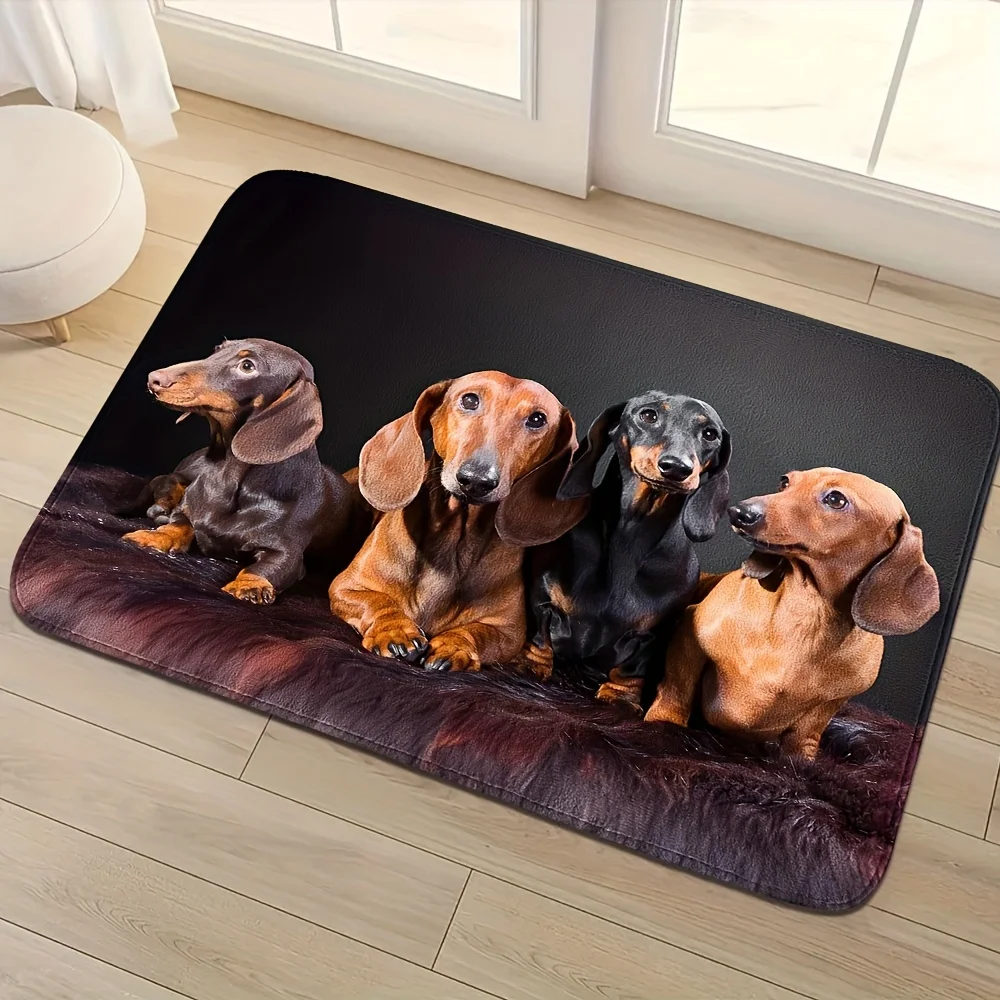 Cute Dachshund Dog Door Mat, Four Sausage Dogs Non-Slip Floor Rug for Home Entryway & Pet Lover Decor multiple sizes