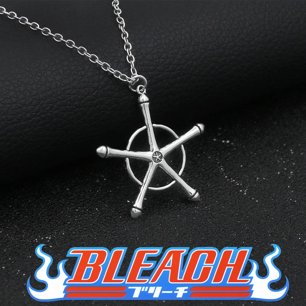 Anime Bleach Quincy Ishida Uryuu Necklace Cosplay Alloy Choker Chain Ginrei Gojiaku Amulet Pendant Necklace Jewelry Accessories