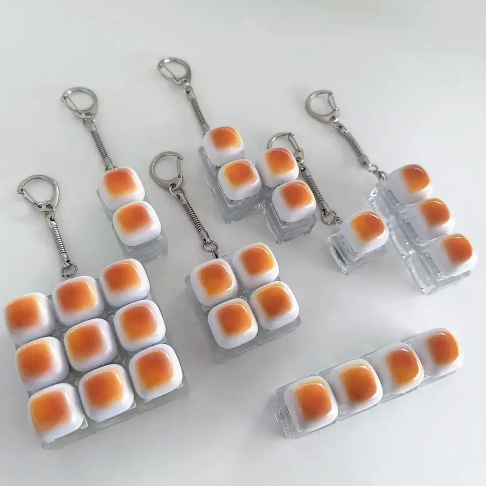 1/2/3/4/5/6/9 Keys Bread Keycap Fidget Toy,Fingertip Clicker Button Toy, Mechanical Keyboard Keychain, 9-Grid School Bag Pendant