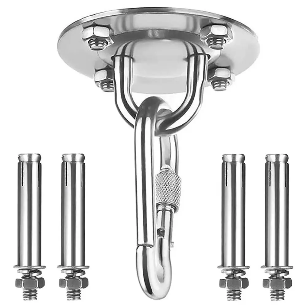 1Set Yoga Sandbag Swing Gym Accessories Swing Hooks Heavy Duty Stainless Steel Wall Mount Anchor Hooks with 4 Screws Hammock