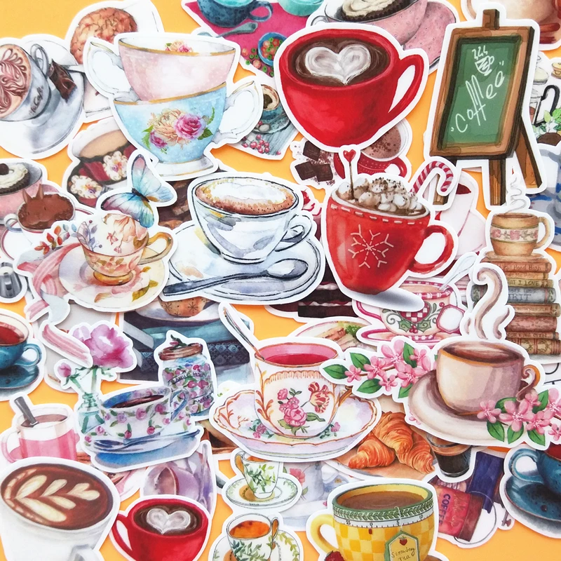 38PCS Coffee cup Stickers Crafts And Scrapbooking stickers kids toys book Decorative sticker DIY Stationery