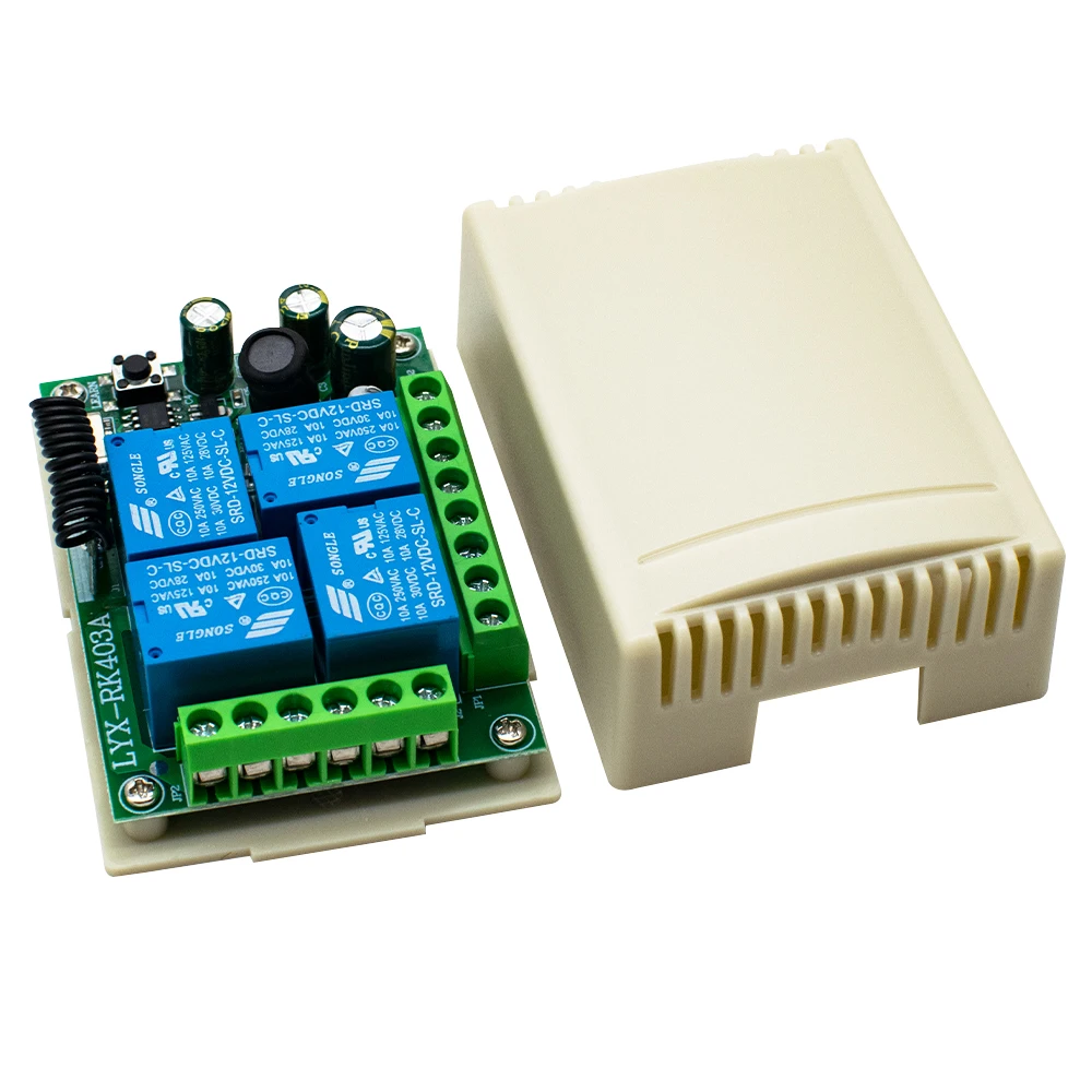 433MHz Universal Remote Control Receiver Transmitter AC 85-250V 110V 220V 4CH Relay Switch for Light,Door,Garage
