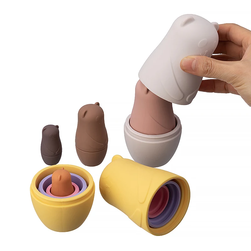 1setMontessori Nesting Dolls Spielzeug Russische Matroschka Puppe Pädagogisches Spielzeug für Kinder Silikon Stacking Blocks Puppe Innen Puppe – Detail 10