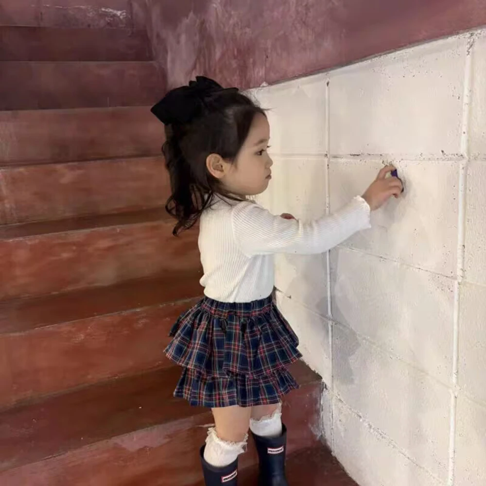 Baby Mädchen Karierte Rüschenrock-Shorts Kinder Frühling Herbst Petticoat Kleinkind Tüllrock Säugling Bloomers Mehrlagige PP-Shorts 0-4 Jahre – Detail 3
