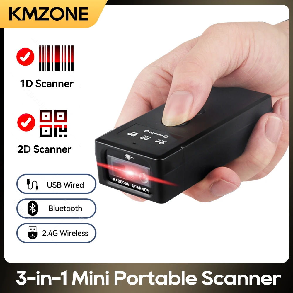 Bluetooth Mini Barcode Scanner 1D/2D 2.4G Wireless Bar Code Scanner Android IOS Windows USB Scanner CCD Laser Reader