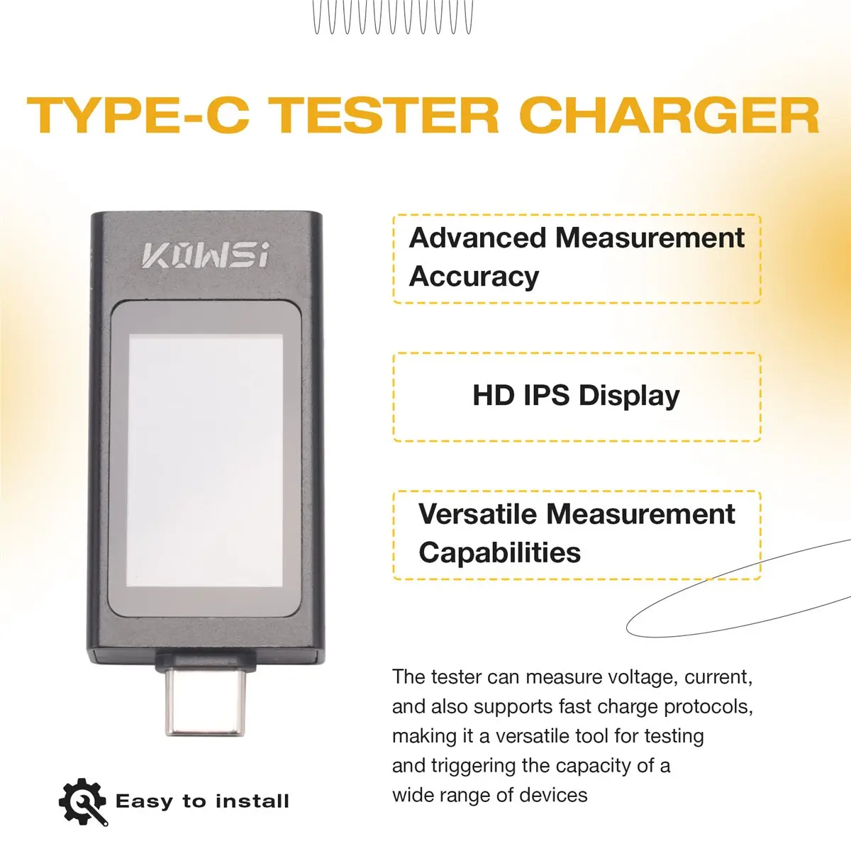 ~【On Sale】 KWS-X1 Type-C Tester DC 3.3-36V 0-12A Digital Voltage Current Detection Meter IPS Display Fast Charging Trigger Meter