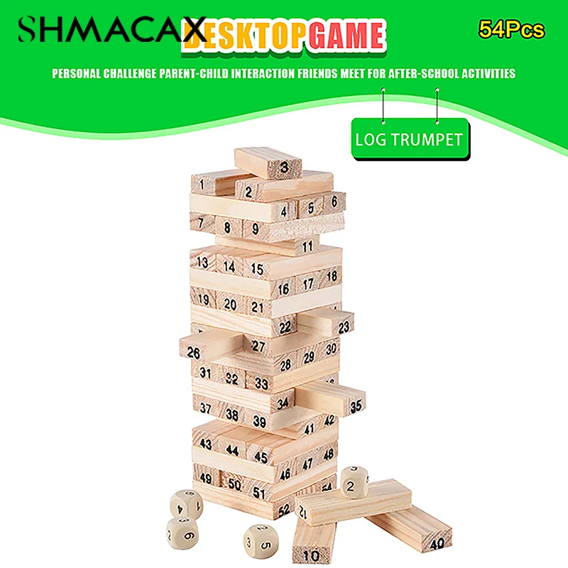 Solid Wood Puzzle Stacked High Stack Tower Drawing Block Children\'S Parent-Child Interactive Board Game