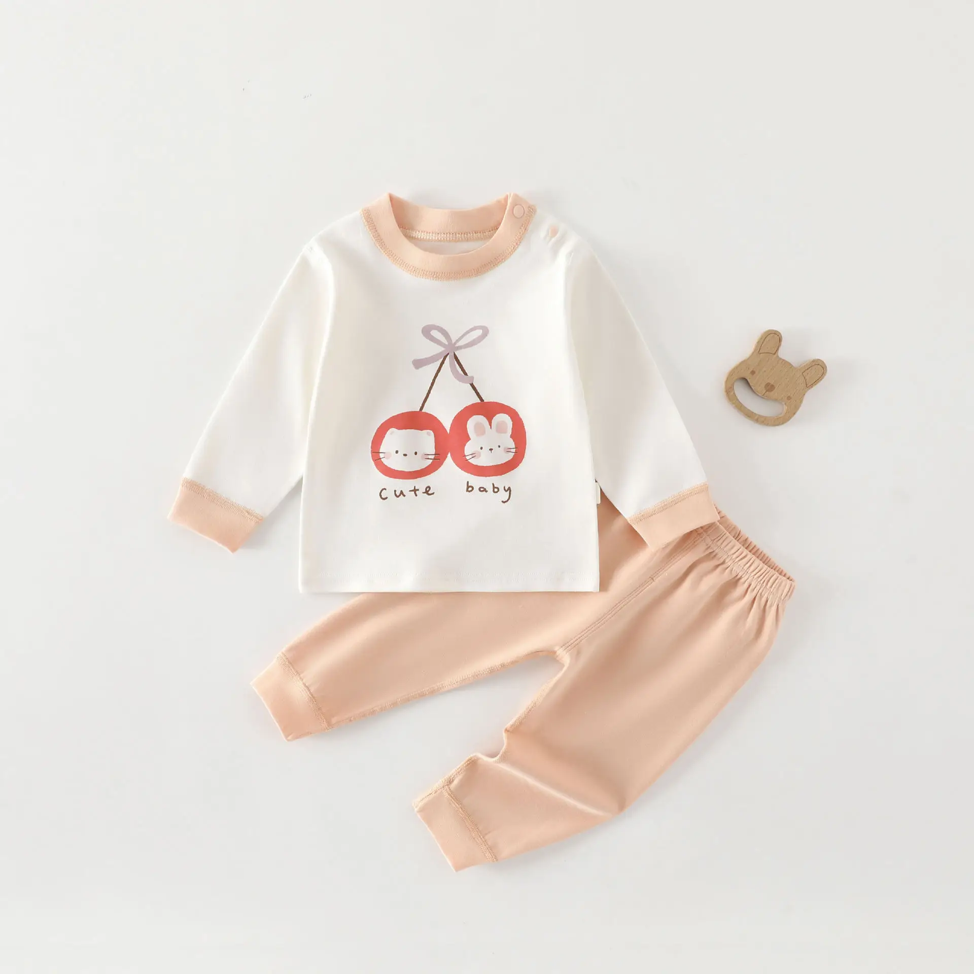 Somenie Newborn Baby Clothes Baby Set Class A Baby 10A Antibacterial Ice Skin-friendly and Breathable Cartoon Home Clothing