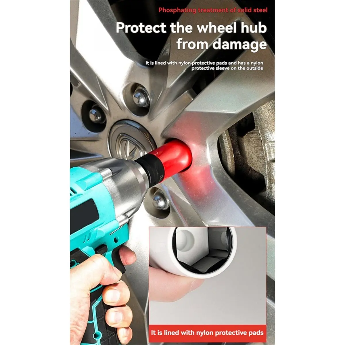 1/2 Inch Drive Wheel Protector Impact Socket with Plastic Sleeves 17/19/21/22mm for Alloy Rims Car Wheel Maintenance