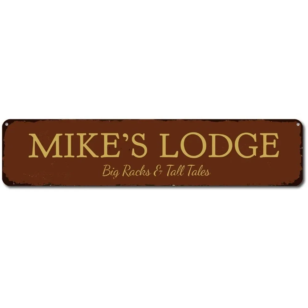 CIFbuy Personalized Text Dark‑Brown Long Metal Sign, Custom Text Lodge Wall Ornament (Only For Decoration)