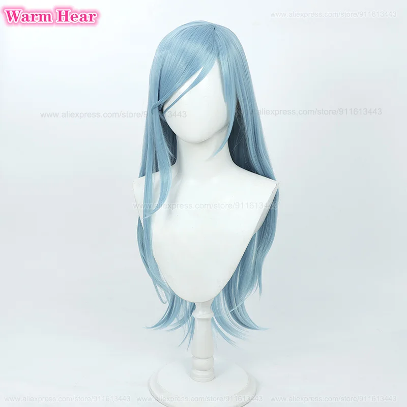 In Stock Hinomori Shizuku Synthetic Wig Anime Long 80cm Sea Blue Cosplay Anime Wig Heat Resistant Hair Party Woman Wigs +Wig Cap