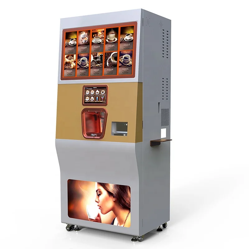 High quality QR code payment freshly ground coffee vending machine