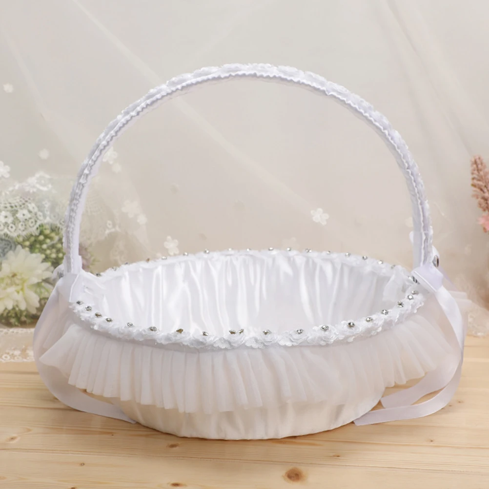 

Lace Flower Basket Wedding Baskets Decorations Bridal Romantic Party Event Gift Reusable Storage for Banquet Bridal Shower