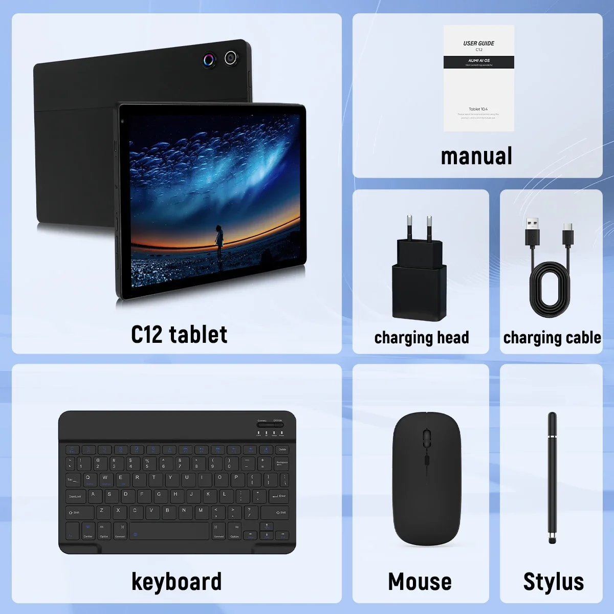 Tablet Android 15 de 10,4 Polegadas com Processador Octa-Core, 16GB de RAM, 128GB de ROM, Cartão TF de 1TB Expansível, WiFi 5G/2.4G, Câmera de 5MP+8MP, Pacote de Tablet