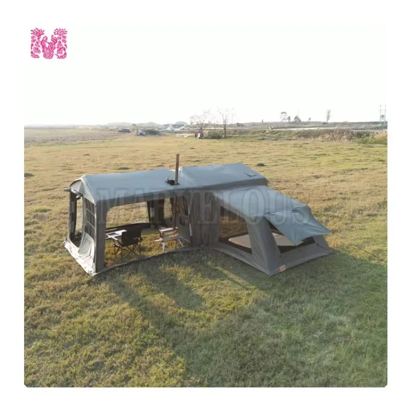 Portable 3-4 People Blow up Oxford Air Tube Tent with Extended Optional Attached Bedroom and Shelter Waterproof for Outdoor Use