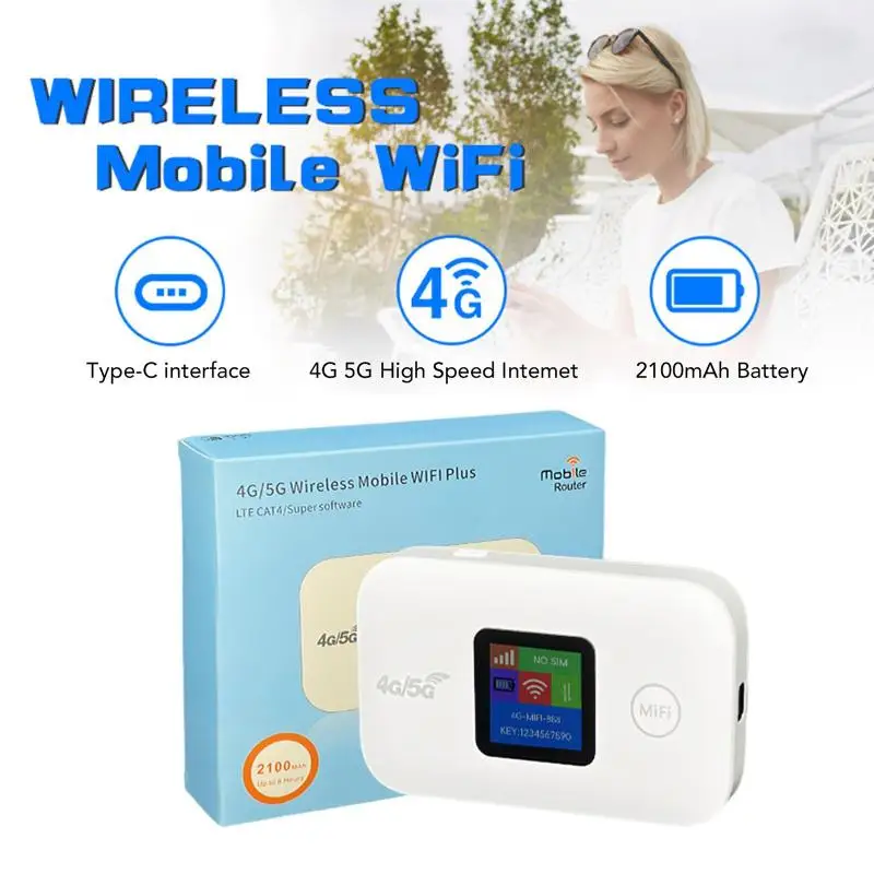 Travel WiFi Hotspot SIM Slot LED Display 4G 5G Mobile Hotspot 150Mbps Stable Connection Supports 10 Devices For Outdoor For RV