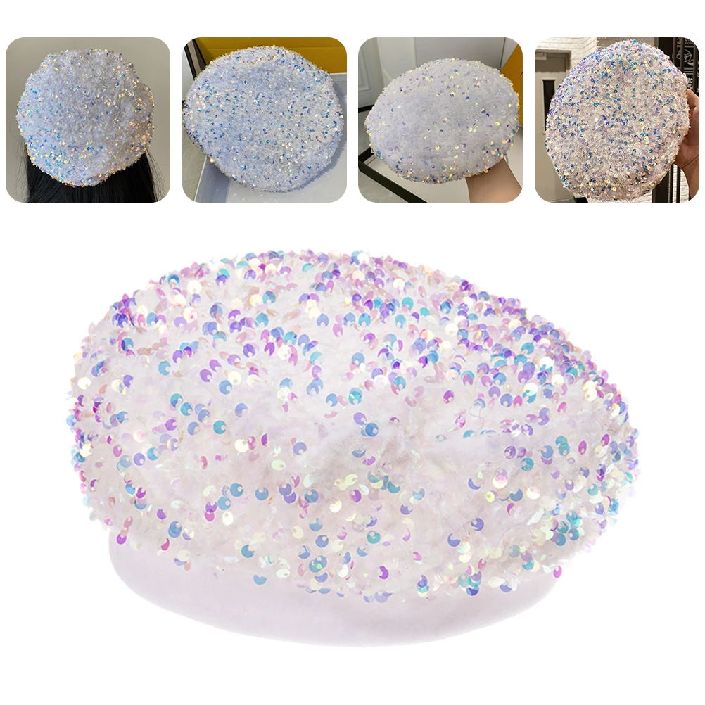 

1 Pc Fashionable Sequin Beret Elegant Women Winter Hat Chic Autumn Clothes Accessory