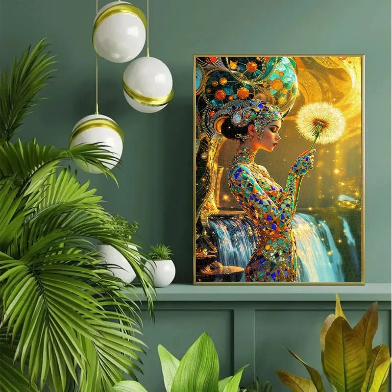 Rompecabezas de mujer mosaico de 1000 piezas, rompecabezas portátil DIY adecuado para adultos, imagen desafiante con piezas, actividad para aliviar el estrés