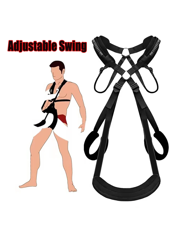 성인 커플용 강력한 섹스 스윙, 어깨끈 및 요추 지지대 조절 가능, BDSM 속박 장비, 침실 가구, 쾌락용