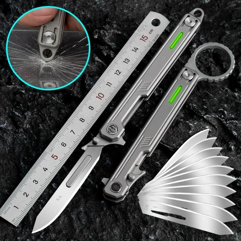 Exquisite Mini Titanium Alloy No. 60 Surgical Blade Multifunctional Outdoor Safety Tool Window Breaking Rescue Knife