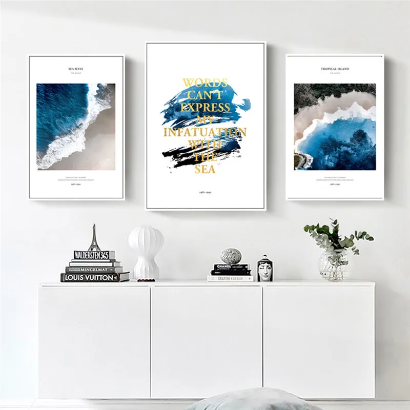 The new explosive Nordic ocean scenery waves beach Proverbs personality decorative painting core