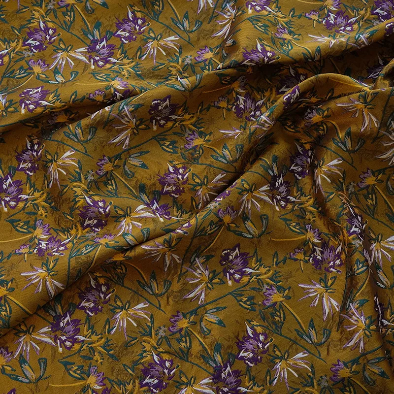 1 Meter/lot 142cm wide Caramel Embossed Embroidery Floral Jacquard Fabric Vintage Handbag Vest Atmosphere Yarn Dyed Material