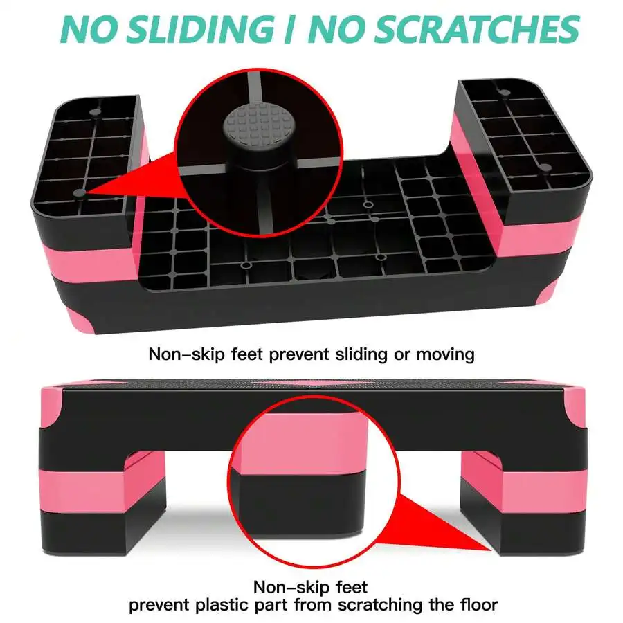Aerobic Exercise Step Adjustable Aerobic Stepper For Exercise Workout Step Platform For Step Up, 26.5' Step Deck With 4' 6' 8' A