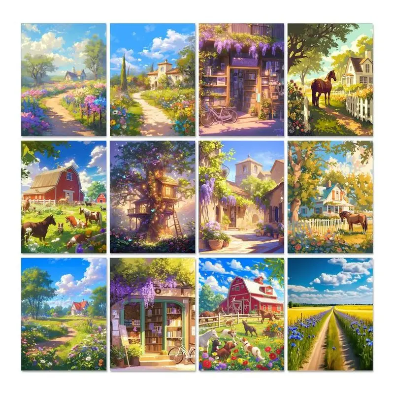 

GATYZTORY Oil Painting colorful country Scenery Paint By Numbers For Adults HandPainted Kits Modern Painting Numbers Diy Gift