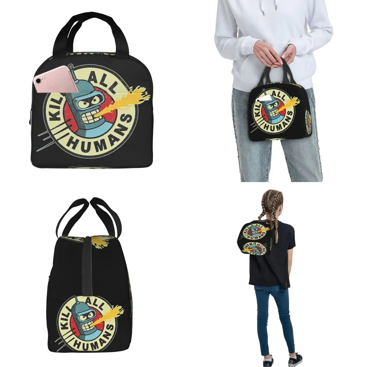 Futuramas Cartoon Comic Merch Insulated Lunch Bag For Work Food Box Portable Cooler Thermal Lunch Boxes