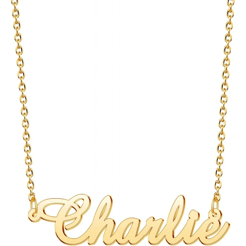

Personalized Heart Name Necklace for Women, 18K Gold Plated/Sterling Silver Custom Nameplate Pendant Hypoallergenic Elegant Gift