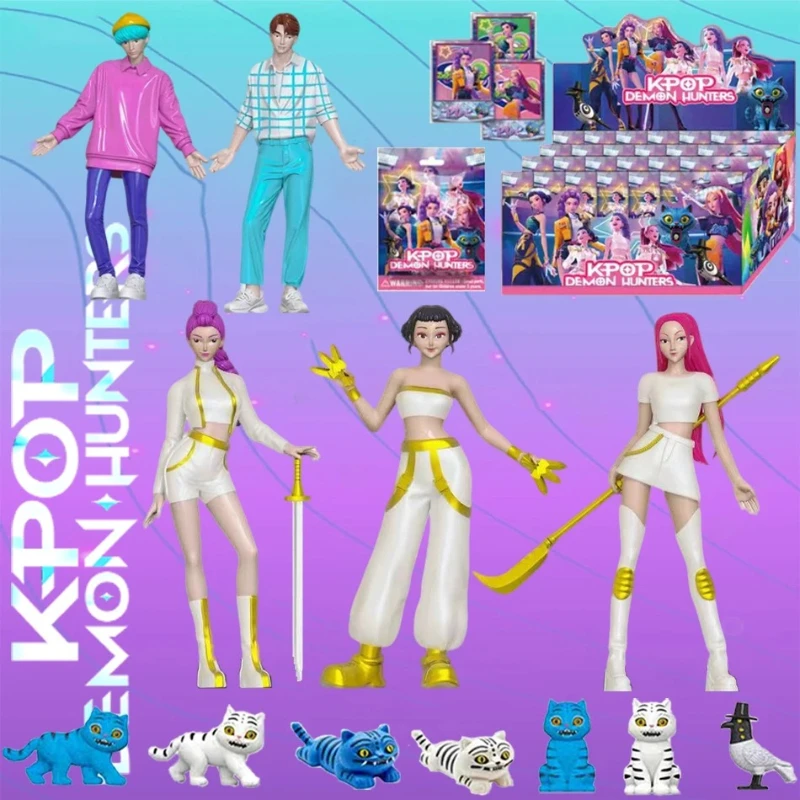 

In stock 1-24p kpop demon hunters figure k-pop demon hunters rumi mira zoey tiger statuette toy table decoration ornament gifts