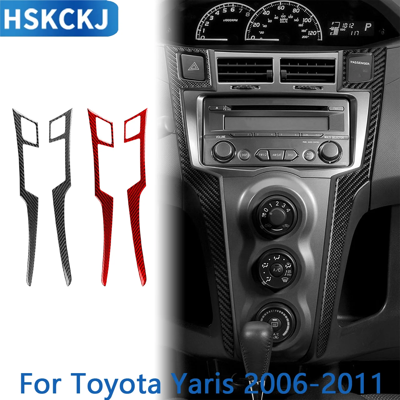 

Декоративные накладки на центральную консоль и боковые рамки для Toyota Yaris 2006-2011, карбон, автомобильные аксессуары