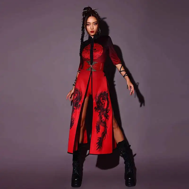 

Girl Group Performance Costume Adult Chinese Style Drumming Outfit New Jazz Dance National Trend Stage Wear
