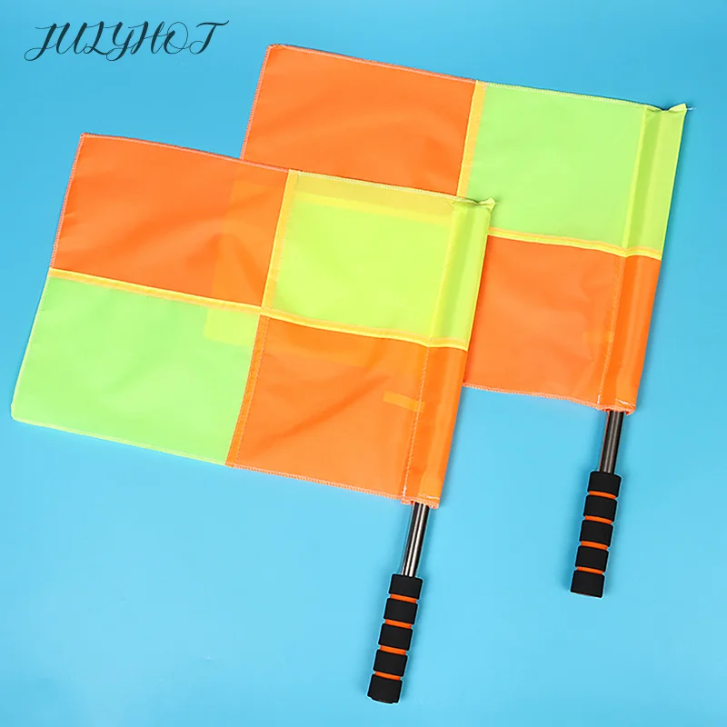 

2Pcs Football Training Flags Deluxe Referee Flags Set Football Rugby Hockey Training Referee Flags Sports Game Equipment