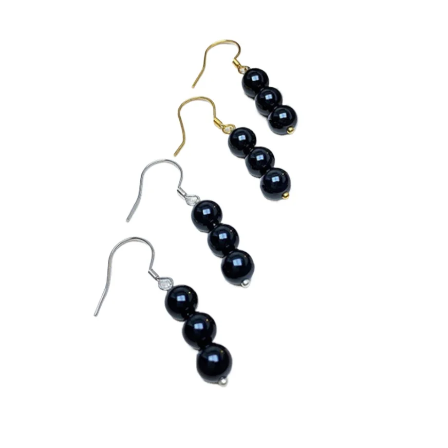 

CHARMING TWO PAIR OF TAHITIAN BLACK PEARL EARRING
