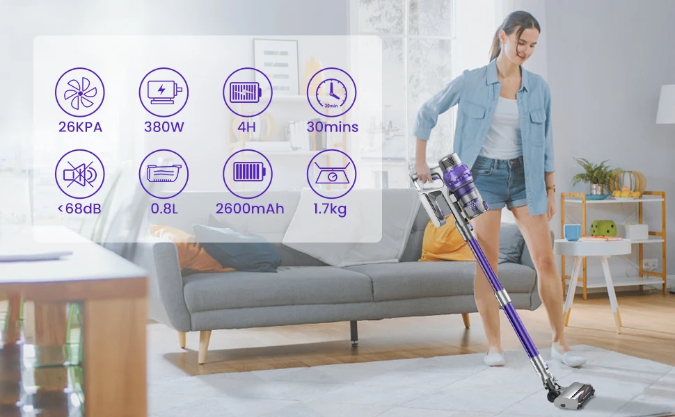 Top Seller Home Electric Floor Cyclone Rechargeable Battery Stick Upright Wireless Cordless Handheld  Telescoping Vacuum Cleaner