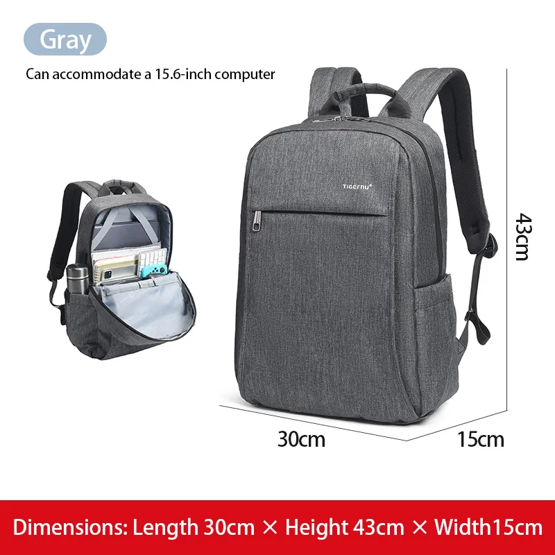 حقيبة ظهر مقاومة للماء للرجال من Tigernu مضادة للسرقة مقاس 15.6 بوصة حقيبة ظهر للكمبيوتر المحمول حقائب يومية غير رسمية للرجال حقيبة ظهر مدرسية للسفر بمنفذ USB
